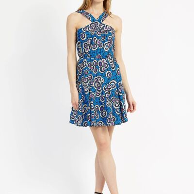 Printed mini dress and fitted bustier OTANIA ovidie blue