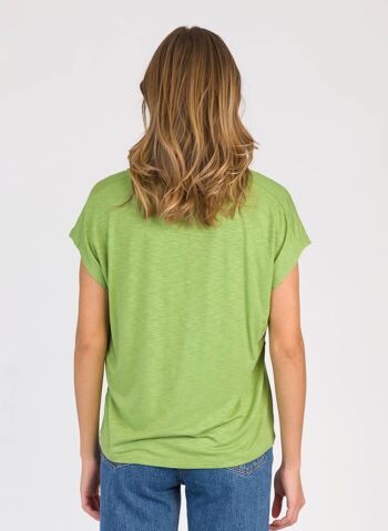 T-shirt col lurex manches courtes TETANIA avocado 2
