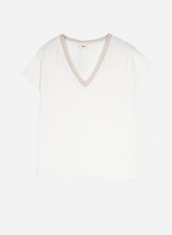 T-shirt col lurex manches courtes TETANIA blanc