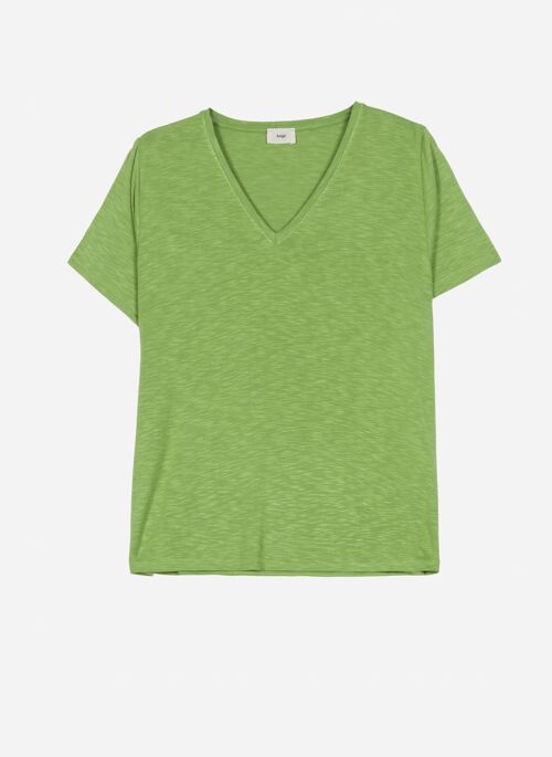 T-shirt col surpiqué manches courtes TIMNA avocado