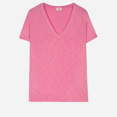 TIMNA candy short-sleeved topstitched collar t-shirt