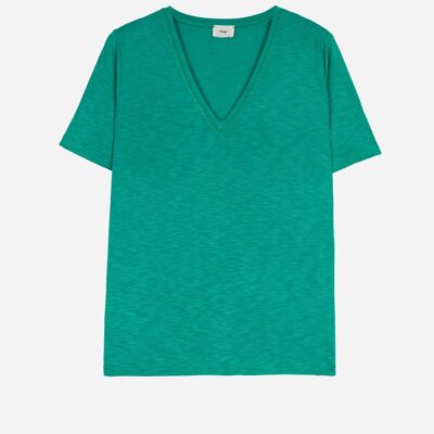 Mint TIMNA topstitched collar short-sleeved t-shirt