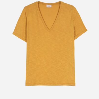 Honey TIMNA topstitched collar short-sleeved T-shirt