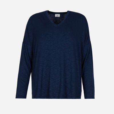 TAJA navy viscose V-neck T-shirt