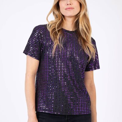 AMELIA camiseta gráfica violeta con cuello redondo