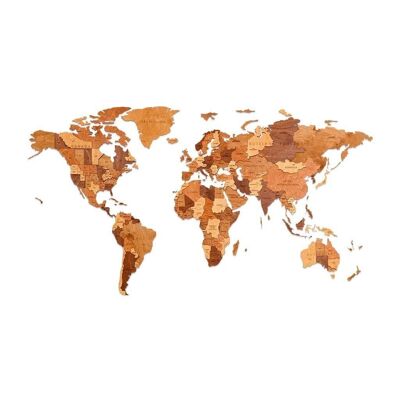 DIY Eco Wood Art Wooden Wall Puzzle World Map Choco World, Size M, 2680, 144x79cm