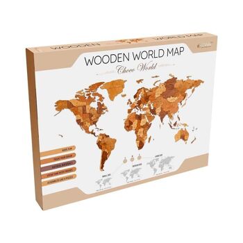 DIY Eco Wood Art Puzzle mural en bois Carte du monde Choco World, taille M, 2680, 144x79cm 3