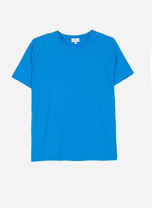 T-shirt uni à col rond TESACHA bleu