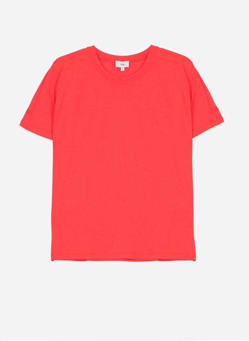 T-shirt uni à col rond TESACHA rouge