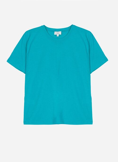 T-shirt uni à col rond TESACHA turquoise