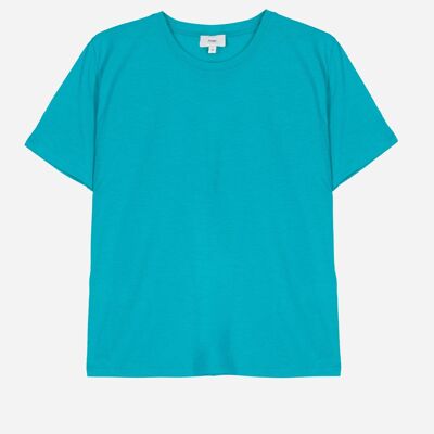 Plain round neck t-shirt TESACHA turquoise