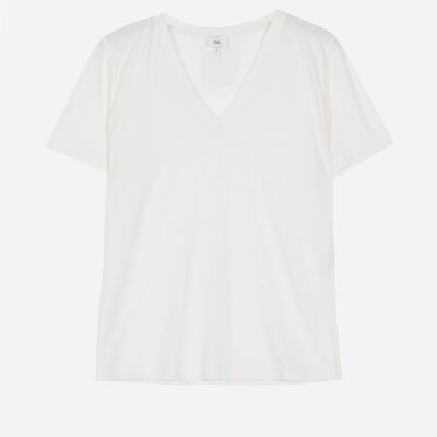 Plain V-neck T-shirt TEMAMA white