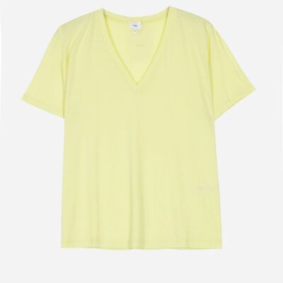 Plain V-neck T-shirt TEMAMA lemon