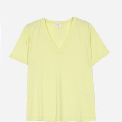 Plain V-neck T-shirt TEMAMA lemon