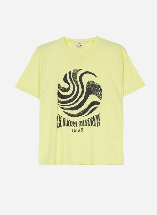 T-shirt uni bonjour summer TEA citron