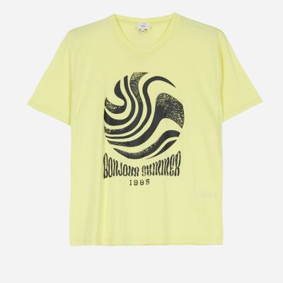 T-shirt uni bonjour summer TEA citron