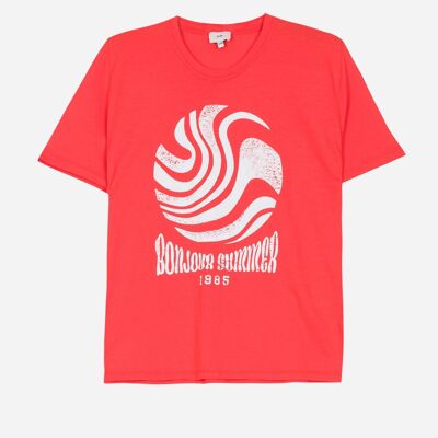 Schlichtes rotes T-Shirt „Hallo Sommer TEA“.