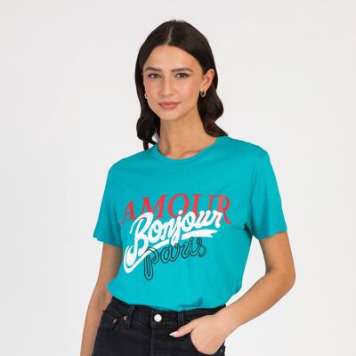 Schlichtes türkisfarbenes T-Shirt Paris TEPARIS