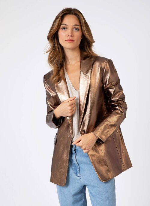 Veste tailleur en similicuir HERMIONE bronze