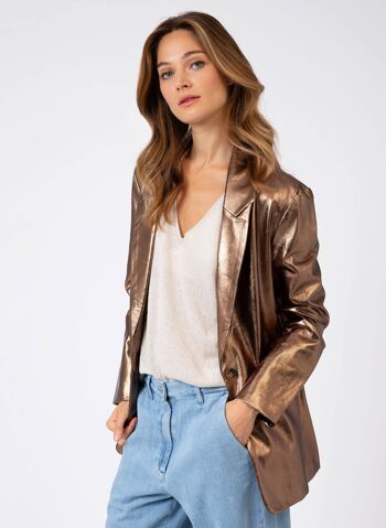 Veste tailleur en similicuir HERMIONE bronze 2