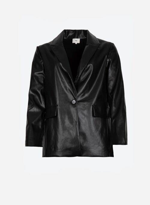 Veste tailleur en similicuir HERMIONE noir mat