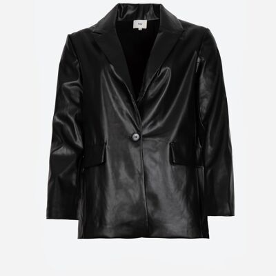 Veste tailleur en similicuir HERMIONE noir mat