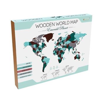 DIY Eco Wood Art Puzzle mural en bois Carte du monde Planète émeraude Taille L, 2703,192x105x1,2cm 3