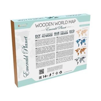 DIY Eco Wood Art Puzzle mural en bois Carte du monde Planète émeraude Taille L, 2703,192x105x1,2cm 4