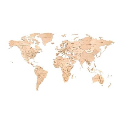 DIY Eco Wood Art Puzzle de pared de madera Mapa del mundo Mundo intacto Tamaño S, 2634,100x55x1,2cm