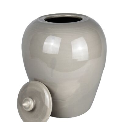 Vaso con coperchio ceramica grigio 25 cm