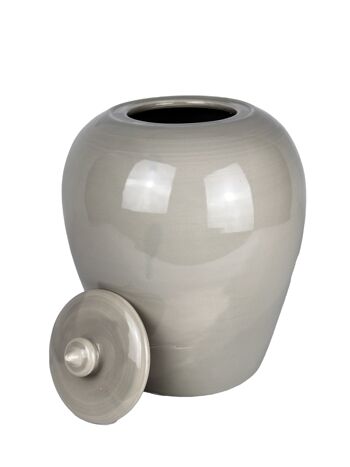 Vase à couvercle céramique gris 25 cm 1