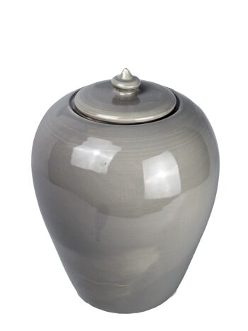 Vase à couvercle céramique gris 25 cm 3