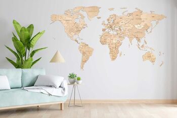 DIY Eco Wood Art Puzzle mural en bois Carte du monde Monde intact, taille M, 2741, 144 x 79 x 1,2 cm 2