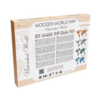 DIY Eco Wood Art Puzzle mural en bois Carte du monde Monde intact, taille M, 2741, 144 x 79 x 1,2 cm 4