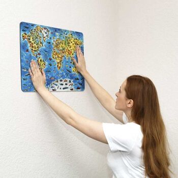 Puzzle d'art en bois écologique bricolage, carte du monde en couleur, 3038, 55x39x3x0.5cm 2