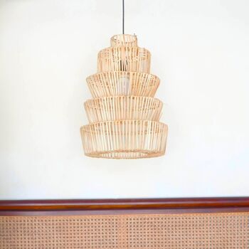 Lampe ronde en rotin avec design en forme de marche | Abat-jour | Plafonnier MULIA 2
