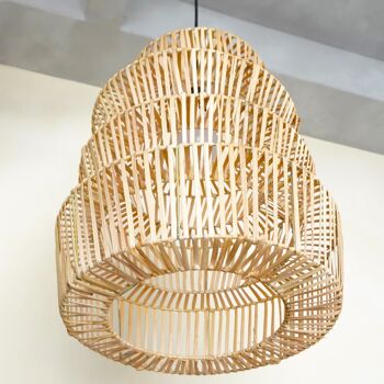 Lampe ronde en rotin avec design en forme de marche | Abat-jour | Plafonnier MULIA 3