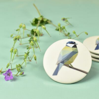 Magnet button Great Tit - Low-poly art