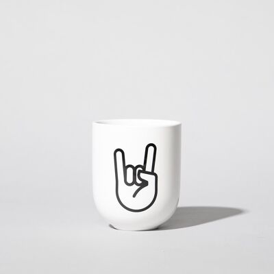 Taza de porcelana ROCK'n'ROLL - blanco mate - hecha a mano