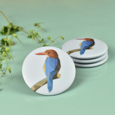 Magnet button Kingfisher - Low-poly art