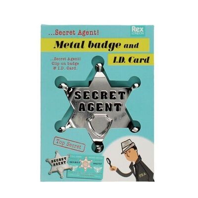 Badge in metallo e carta d'identità - Agente segreto