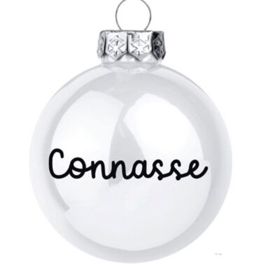 Strahlend weiße Weihnachtskugel „Connasse“.