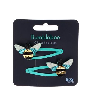 Bumblebee glitter hair clips (set of 2)