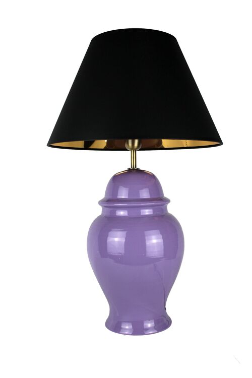 Tischlampe Lampenfuß Keramik Tempelvase lila 52 cm