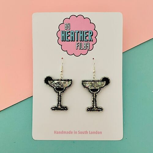 Small Martini Glitter Earrings