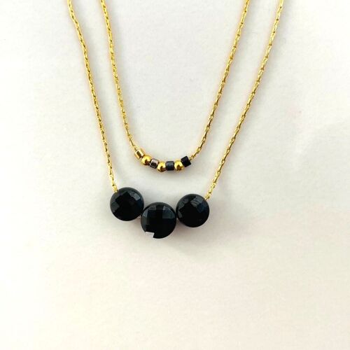 Collier double lune Noir Mini moon