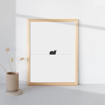 Impression de chat noir, art mural minimaliste