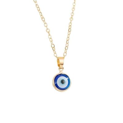 Pendentif Evil Eye avec chaîne en or, collection colorée, bleu