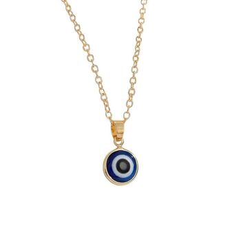 Pendentif Evil Eye avec chaîne dorée, collection colorée, bleu foncé 1