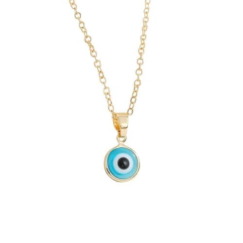 Evil Eye Pendant With Gold Chain, Coloured Collection, Turquoise